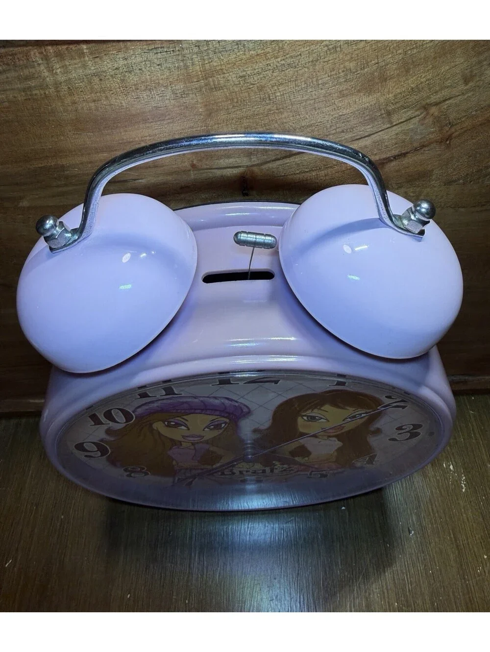 Vintage Y2K Bratz Twin Bell Alarm Clock Purple Lavender Jumbo MGA Home Decor